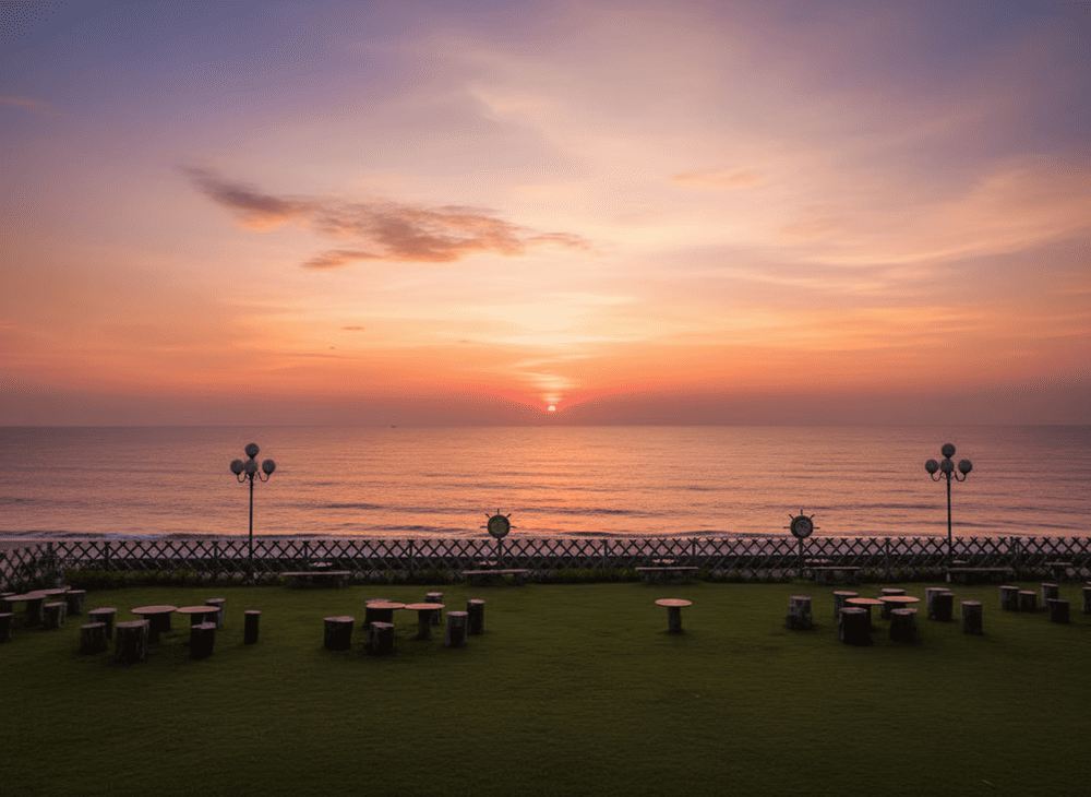 Từ trung tâm thành phố, du khách chỉ mất vài phút di chuyển bằng taxi hoặc xe máy là đã có thể đặt chân đến bãi biển Đồi Dương